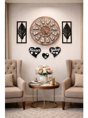 Salon Duvar Saati Kişiye Özel 40 Cmdir Şık ve Konbinli No 10009