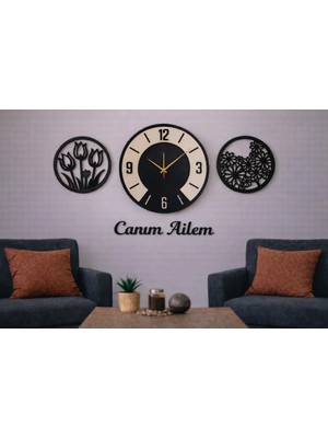 Salon Saati Şık Modern ve Tasarım Canım Ailem Temalı No 1008