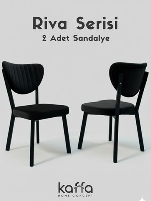 Kaffahome Riva , Modern Mutfak Sandalyesi, Yemek Odası Sandalyesi, Bahçe, Kafe - 2 Adet Siyah Sandalye