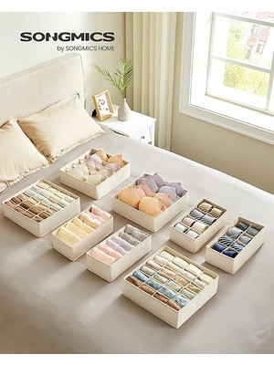 Iç Çamaşırı Düzenleyici 8'li Set, Çekmece Düzenleyici, Katlanabilir, Elbise Dolabı, Saklama Kutusu, Kumaş Kutular, Saklama, Sütyen, Çorap, Kravat Için, Bej RUS008M01