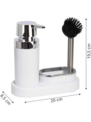 Polen Sıvı Sabunluk ve Fırça Mutfak Seti, Beyaz