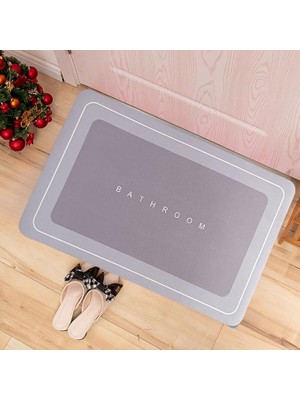 Banyo Paspası Süper Su Emici Kaymaz Tabanlı Paspas Banyo Paspası Dikdörtgen Diatomit Paspas Süper Emici Paspas Dikdörtgen (60X40CM) (Gri)