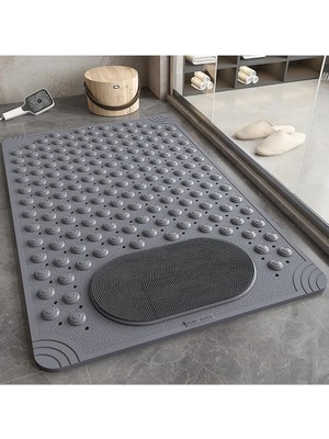 Home Antrasit Renk Silikon Kaymaz Tabanlı Banyo Paspası Duş Kaydırmazı Vantuzlu 36 x 69,5 cm