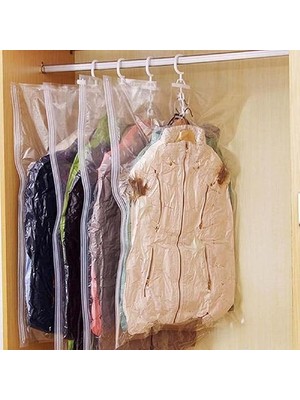 Vakumlu Hurç, Dolap Düzenleyici Elbise Saklama Poşeti,%80 Yer TASARRUFU,1ADET 90X60CM,1ADET 105X70CM,1ADET 145X70CM (Elbise Seti 3'lü)