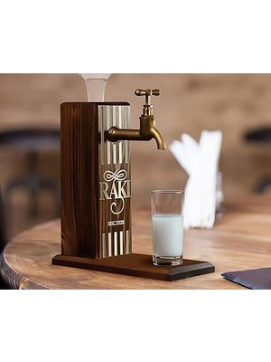 Gift Özel Rakı Baskılı Musluklu Doğal Ahşap Içki Standı, Içki Çeşmesi, Doğum Günü Hediyesi, Ev Hediyesi, Içecek Dispenseri
