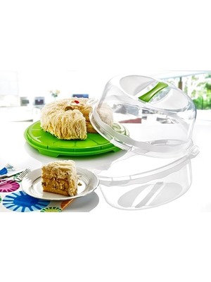 Home Kek Taşıma Kabı, Bpa Içermeyen Plastik, Saplı ve Kilitli Kek Fanusu, Taşınabilir ve Güvenli Saklama Çözümü (Yuvarlak)