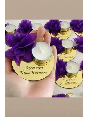 Kına Gecesi Için Tasarlanmış Altın Pleksi Mumluk NO10002