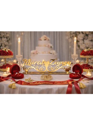 Masa Isimliği Kişiye Özel Şık ve Tasarım Nişan Söz Kına ve Sevgililere Özel No 018