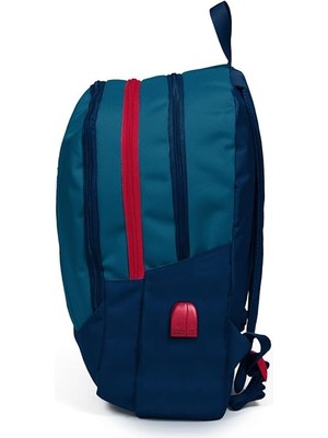 High Sport Nefti Lacivert Okul ve Günlük Sırt Çantası - Dört Gözlü - USB ve Aux Soketli