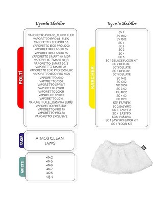 Polti-Karcher Buharlı Temizleyici Uyumlu 5 Lastikli, 5 Büyük Düz Havlu Bez Seti 10'lu (Niceset M10)