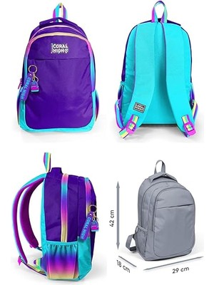 High Rainbow Fermuarlı Mor Ilkokul Ortaokul ve Günlük Sırt Çantası - Kız Çocuk
