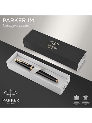 Im Lake Siyah Altın Tasarımlı Dolma Kalem, Orta Kalınlıkta Uç, Mavi Mürekkep (1931652)