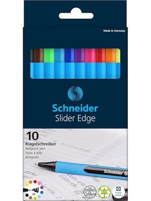 152290, Slider Edge Xb Tükenmez Kalem (Xb Çizgi Genişliğine Sahip Üçgen Kalemler) 10 Parça, Çeşitli