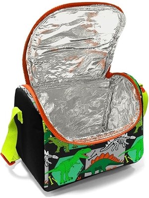 High Siyah Yeşil Dinazor Baskılı Erkek Çocuk Beslenme Çantası