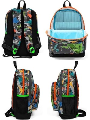 High Gri Yeşil Dinazor Ilkokul ve Günlük Sırt Çantası - Erkek Çocuk