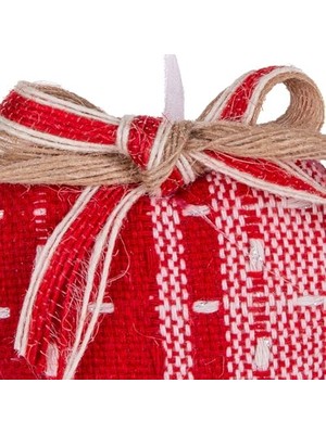 Ayko Yılbaşı Süsü Ekose Desenli Kalp Kırmızı 9x9 Cm.