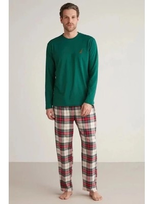Nautica Nautıca M630 Erkek Uzun Kollu Ekoseli Pijama Takımı