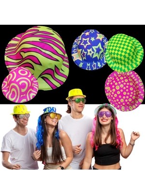 Akman Farklı Desenlerde Plastik Neon Uv Işık Parti Şapkası 1 Adet