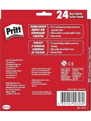 Kuru Boyalar, Canlı Renklerde Boya Kalemi, Açması Kolay ve Dayanıklı Silinebilir Kalem, Yumuşak Mineli Resim Kalemi, Kaliteli Kırtasiye Malzemesi, 24 Renkli Kalem