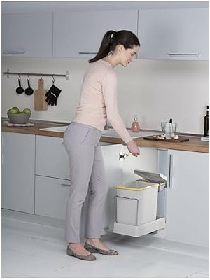 21600 Raylı Dolap Içi Çöp Kovası 16+1 Lt (17 Lt)