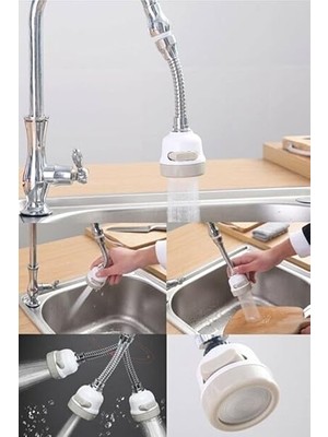 Plastik 3 Fonksiyonlu Mutfak Lavabo Başlığı 360 Derece Döner Musluk Ucu Kireç Tutmaz 1410