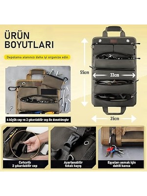 Alet Çantası, Ağır Hizmet Tipi Kanvas Rulo Takım Çantası, Katlanabilir Alet Organizer El Çantası, Tamirci Marangoz Teknisyen Hobici Takım Çantası, Alet Takım Anahtar Düzenleyici Çanta Gri