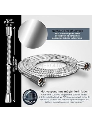 - 150CM Paslanmaz Çelik Gövdeli Duş Spiral Hortumu (Abs Rakorlu)