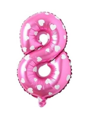 Ayko 8 Rakamlı 16 Inç Pembe Kalpli Folyo Balon 36 cm (Pembe)