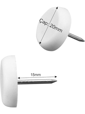 Çivili Masa Sandalye Koltuk Mobilya Ünite Zemin Koruyucu Plastik Papuç 25 Adet Çap 20 mm