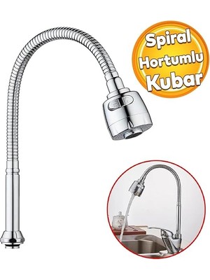 Home Spiral Başlı 2 Fonksiyonlu Hareketli Dönebilen Hortumlu Musluk Ucu Tasarruflu Oynar Başlıklı Krom
