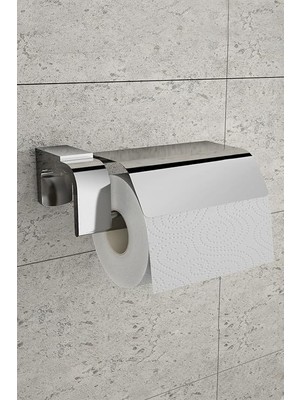 Banyo F1 Model Paslanmaz Krom Kapaklı Tuvalet Kağıdı Askısı, Tuvalet Kağıdı Tutacağı, Tuvalet Kağıtlığı 5 Yıl Garantili