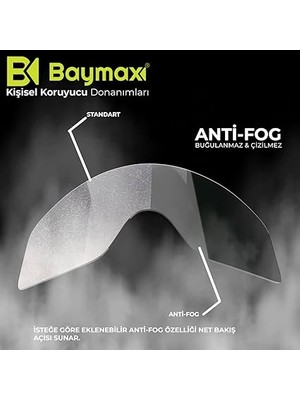 Baymax Iş Güvenlik Gözlüğü Antifog Buğulanmaz Koruyucu Gözlük S550 Şeffaf
