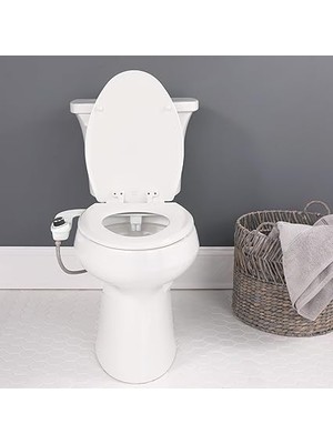 Slimedge Basit Bide Tuvalet Takımı, Beyaz, Çift Nozzle, Taze Su Sprey, Elektriksiz, Kolay Montaj, Pirinç Giriş ve Iç Valf