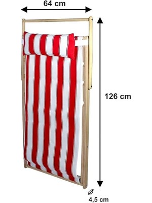 Ahşap Tasarım Katlanır Kamp Sandalyesi Şezlong Her Koşula Uygun Tekli Dinlenme Koltuğu Kırmızı