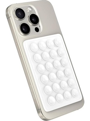 Güçlü Yapışkanlı Silikon Vantuzlu Telefon Tutucu – Kılıf Arkasına Yapışan Telefon Tutucu, Octo, iPhone ve Android Cihazlarla Uyumlu, Selfie ve Video Için Eller Serbest Kullanım - Beyaz