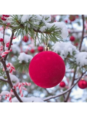 Ayko Yılbaşı Topu 8cm Kadife Düz 4lü Bordo AST7438