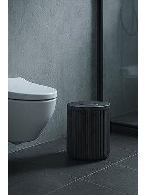 Serisi Antrasit/gri Akrilik Çöp Kovası – Silindir, 5 Litre, 25CM, Kolay Temizlenir - 3372