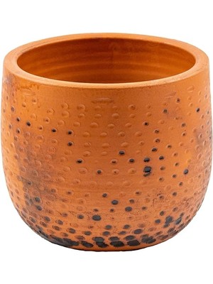 Tasarımı Ev Dekorasyon Aksesuar Siyah Nokta Desenli Toprak Saksı Saksılık Salon Çiçeklik - 19 cm