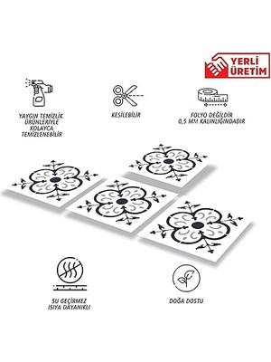 Kendinden Yapışkanlı Fayans Kaplama, Fayans Çıkartması, Duvar Zemin Kaplama Solo Fas Desenli Pvc Karo 30X30 cm (11 Adet / 1 M²)