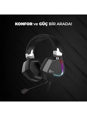 HT402 Kablolu 3.5mm Jack + USB Kulak Üstü Rgb LED Aydınlatmalı Oyuncu Kulaklığı - Ayarlanabilir Kafa Bandı, Çıkartılabilir Mikrofon, Konforlu Kulak Yastıkları, 1.8m Kablo, Gaming Kulaklık Siyah