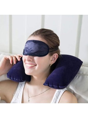 Şişme Seyahat Boyun Yastığı, Ergonomik Travel Neck Pillow, Katlanabilir, Taşınabilir, Uçak, Otobüs, Tren Yolculukları Için Rahat Uyku Yastığı Lacivert