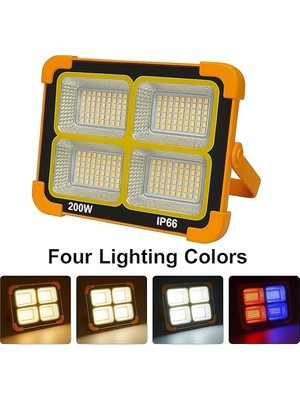 Güneş Enerjili Portatif Solar LED Projektör | IP66 Su Geçirmez, 4 Işık Modu, 2200 Lümen, Taşınabilir Şarjlı Lamba | Kamp, Bahçe, Sokak Aydınlatması K2LED