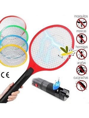 Elektrikli Bas-Çek Düğmeli Taşınabilir Sinek Öldürücü Tenis Raketi 50CM x 20CM Şarjlı Dekoratif Yatak Odası, Çocuk Odası, Bebek Odası Sinek Kovucu Dahili Fişli Sc-18 (Kırmızı)