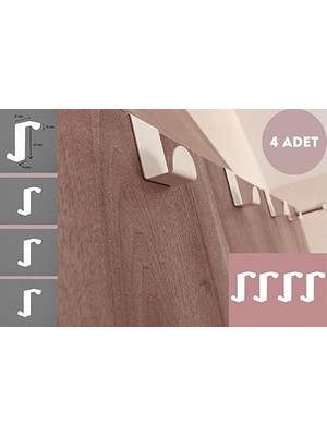 Beyaz Askılık Kapı Arkası Bornoz Askılığı Mutfak Banyo Askılığı Havlu Askılığı Elbise Askılık 4 Lü MT33B