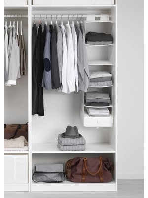 IKEA Quality Asılabilir 6 Bölmeli Saklama Kutusu 35X45X125 cm Dolap Içi Düzenleyici Organizer Beyaz Renk Polyester