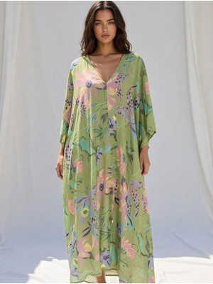 Rabiossa Kadın Desenli Italyan Keten Elbise