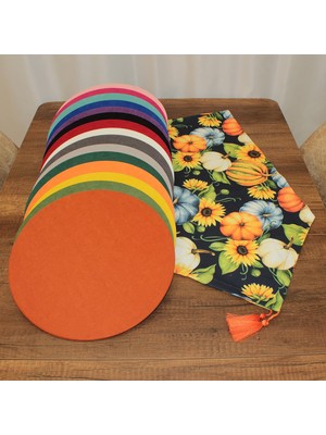 Ayko Bal Kabağı Desenli Siyah Arka Plan Dijital Baskılı Runner Amerikan Servis 40X150 cm