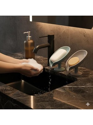 Su Giderli Sabunluk 2’li Set – Kaymaz, Kendiliğinden Su Akıtmalı, Tezgah Üstü Sabunluk – Banyo & Mutfak Için Pratik Sabun Tutucu