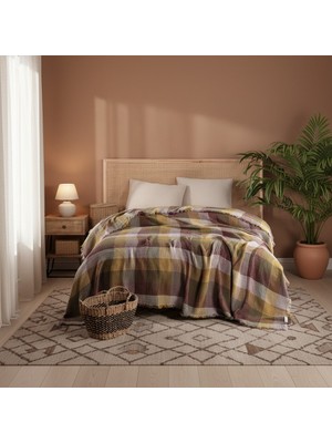 Comfort Craft Premium Müslin Pike - 240X260 cm - Çok Renkli Ekose Yatak Örtüsü