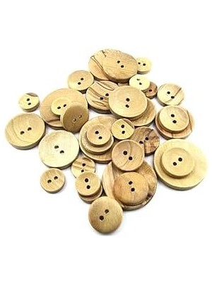 Ayko Tahta Dikme, 2 Delik Çanak Model, Doğal Ahşap, Zeytin AĞACI,100 Adet 20MM-32L